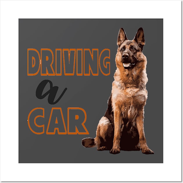 Dog Driving A Car Wall Art by KidzyAtrt